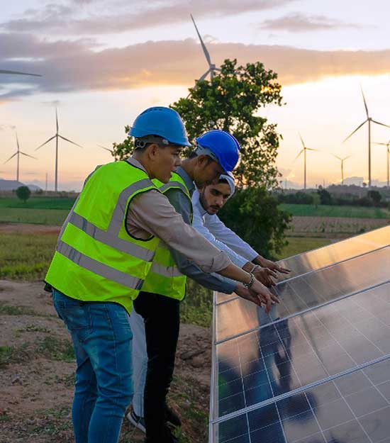 Trabajadores en una planta fotovoltaica