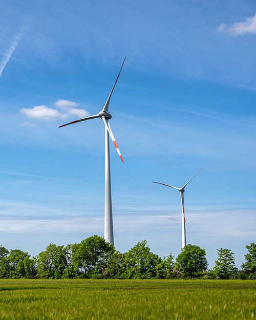 parque eólico y línea eléctrica