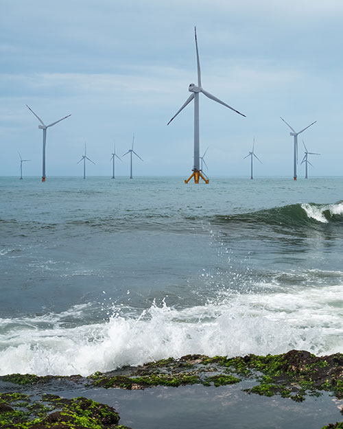 parque eólico marino cerca de la playa